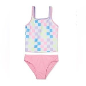 New Wonder Nation Girls' Strappy Tankini Swimsuit UPF 50 2-Piece Size XXL 18